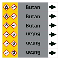 Značení potrubí ISO 20560, butan